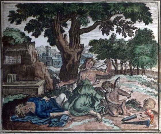 Titolo dell’ opera: Piramo e Tisbe
Autore: Franςois Chauveau
Datazione: 1676
Collocazione: Isaac de Benserade, Métamorphoses d’Ovide en rondeaux, Paris 1676, p. 86
Committenza:
Tipologia: incisione
Tecnica: calcografia
Soggetto principale: la morte di Piramo e Tisbe